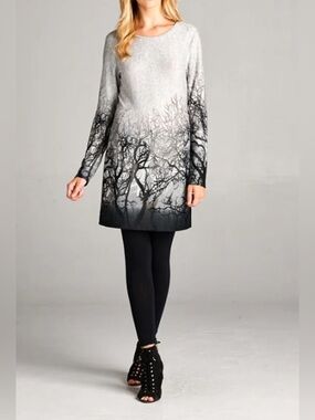 LA Soul - Winter Branches Tunic Knit Dress - S